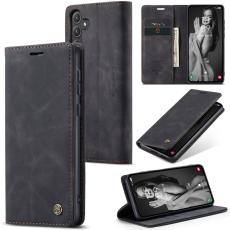 CASEME CASEME Galaxy A55 5G Fodral Flip Retro L&auml;der Svart - Teknikhallen.se