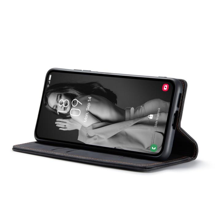 Bild 3, CASEME CASEME Galaxy A55 5G Fodral Flip Retro Läder Svart - Teknikhallen.se