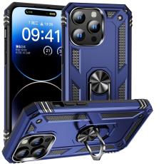  iPhone 15 Pro Max Skal Shockproof Armor Ring Bl&aring; - Teknikhallen.se