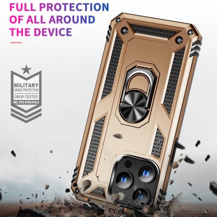 Bild 3,  iPhone 15 Pro Max Skal Shockproof Armor Ring Guld - Teknikhallen.se