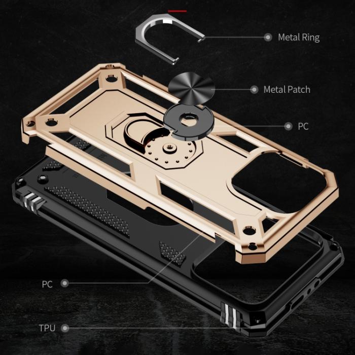 Bild 5,  iPhone 15 Pro Max Skal Shockproof Armor Ring Guld - Teknikhallen.se