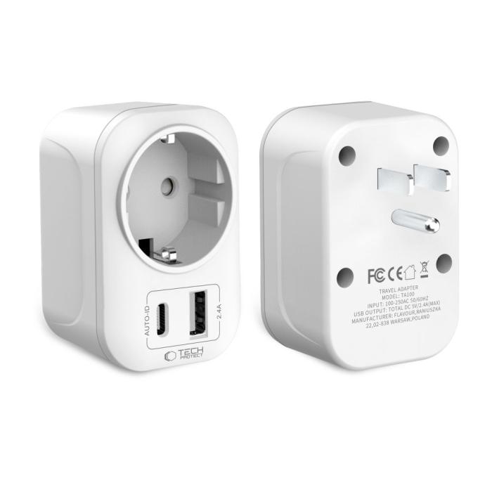Bild 2, Tech-Protect Tech-Protect Reseadapter US Till EU Vit - Teknikhallen.se