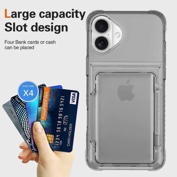 Bild 3,  iPhone 16 Skal Kickstand Med Korthållare Tonad Svart - Teknikhallen.se
