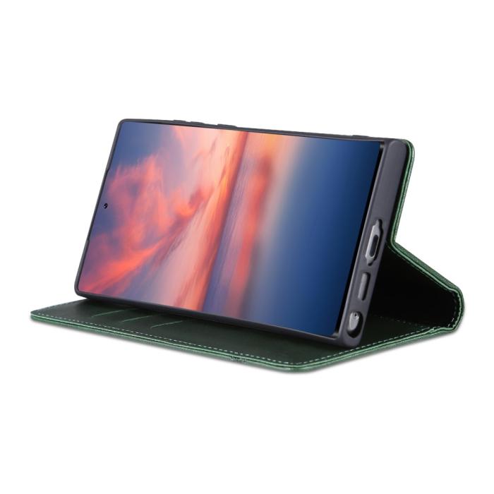 Bild 3, AZNS AZNS Samsung Galaxy S23 Ultra Fodral Flip Läder Grön - Teknikhallen.se