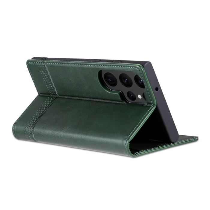 Bild 4, AZNS AZNS Samsung Galaxy S23 Ultra Fodral Flip Läder Grön - Teknikhallen.se