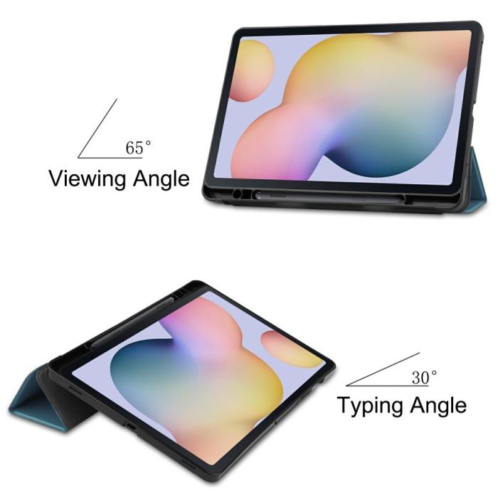 Bild 3,  Samsung Galaxy Tab S7 / Tab S8 Fodral Tri-Fold Pennhållare Mörk Grön - Teknikhallen.se