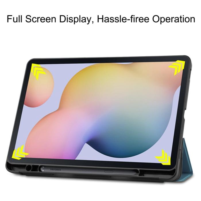 Bild 4,  Samsung Galaxy Tab S7 / Tab S8 Fodral Tri-Fold Pennhållare Mörk Grön - Teknikhallen.se