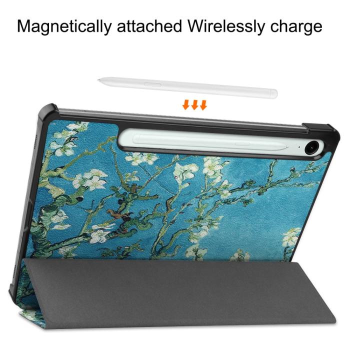 Bild 4,  Samsung Galaxy Tab S9 FE Fodral Tri-Fold Läder Peach Blossom - Teknikhallen.se