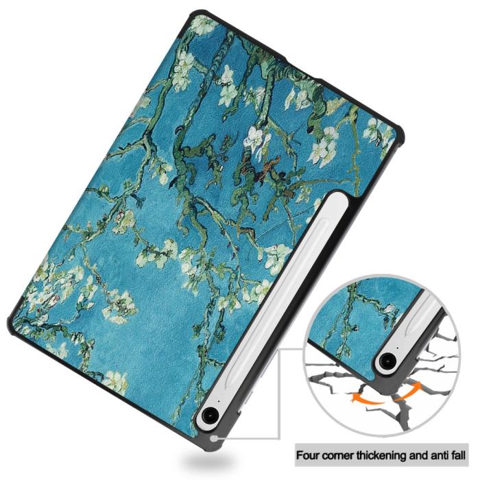 Bild 5,  Samsung Galaxy Tab S9 FE Fodral Tri-Fold Läder Peach Blossom - Teknikhallen.se