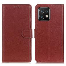  Motorola Edge 40 Pro 5G Fodral Litchi L&auml;der Brun - Teknikhallen.se