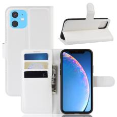  iPhone 11 Fodral Litchi L&auml;der Vit - Teknikhallen.se