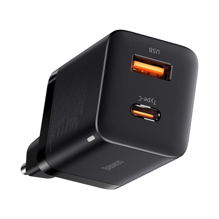 Bild 4, BASEUS Baseus 30W Super Pro USB-C / USB-A PD QC Väggladdare Svart - Teknikhallen.se