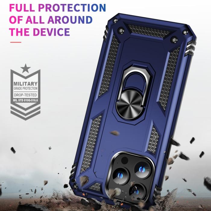 Bild 3,  iPhone 15 Pro Max Skal Shockproof Armor Ring Blå - Teknikhallen.se