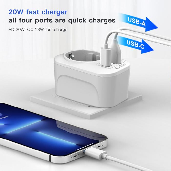 Bild 5, Tech-Protect Tech-Protect Reseadapter UK Till EU Vit - Teknikhallen.se