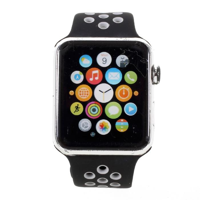 Bild 4,  Ihåligt Silikon Armband Apple Watch 42/44/45/46/49 mm Svart/Grå - Teknikhallen.se