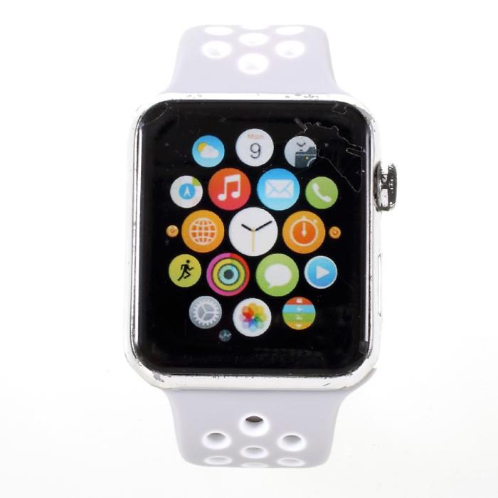 Bild 3,  Ihåligt Silikon Armband Apple Watch 42/44/45/46/49 mm Grå/Vit - Teknikhallen.se