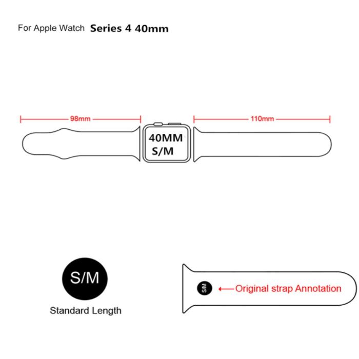Bild 4,  Silikon Armband Apple Watch 42/41/40/38 mm (S/M) - Svart - Teknikhallen.se