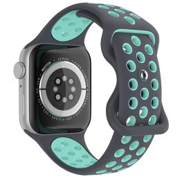 ColorPop Sportarmband Dual-Color Apple Watch 42/44/45/49 mm (M/L) Grå/Teal - Teknikhallen.se