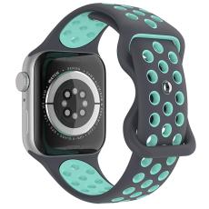 ColorPop Sportarmband Dual-Color Apple Watch 42/44/45/46/49 mm (M/L) Gr&aring;/Teal - Teknikhallen.se
