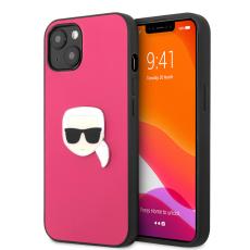 Karl Lagerfeld Karl Lagerfeld iPhone 13 Mini Skal PU L&auml;der Karl Head Rosa - Teknikhallen.se