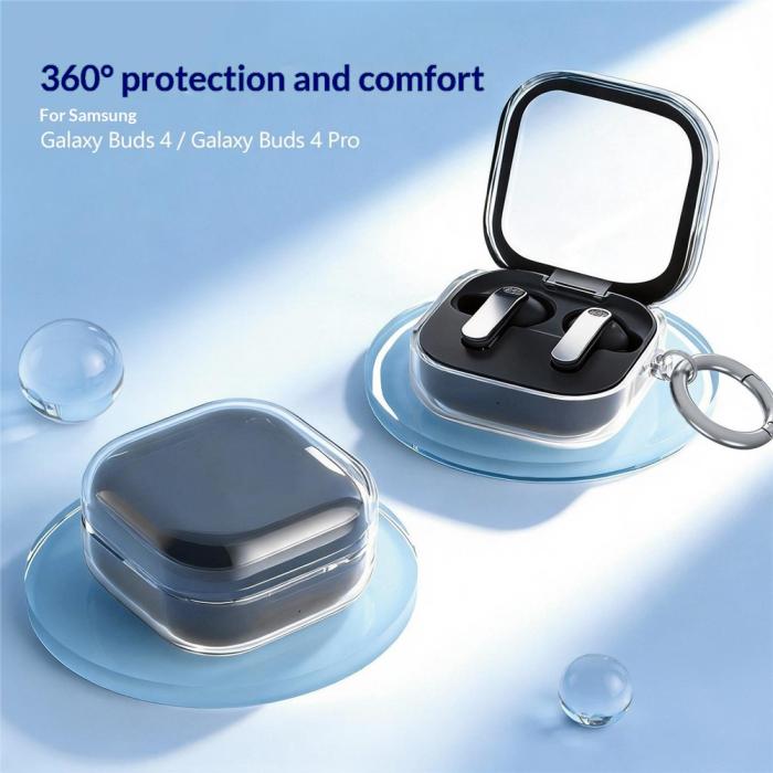 Bild 2,  Galaxy Buds 4/4 Pro Skal Med Karbinhake TPU Transparent - Teknikhallen.se