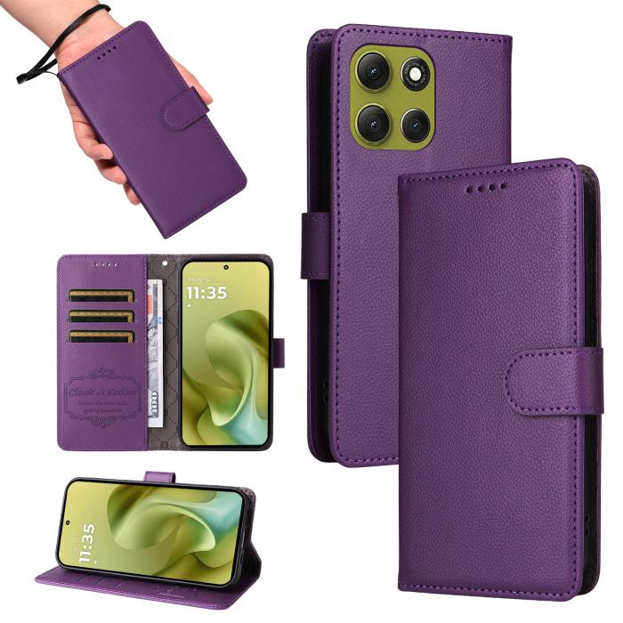 Bild 5,  Motorola Moto G86 Power / G86 5G Fodral Läder Lila - Teknikhallen.se