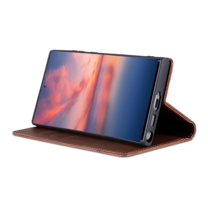 Bild 3, AZNS AZNS Samsung Galaxy S23 Ultra Fodral Flip Läder Brun - Teknikhallen.se