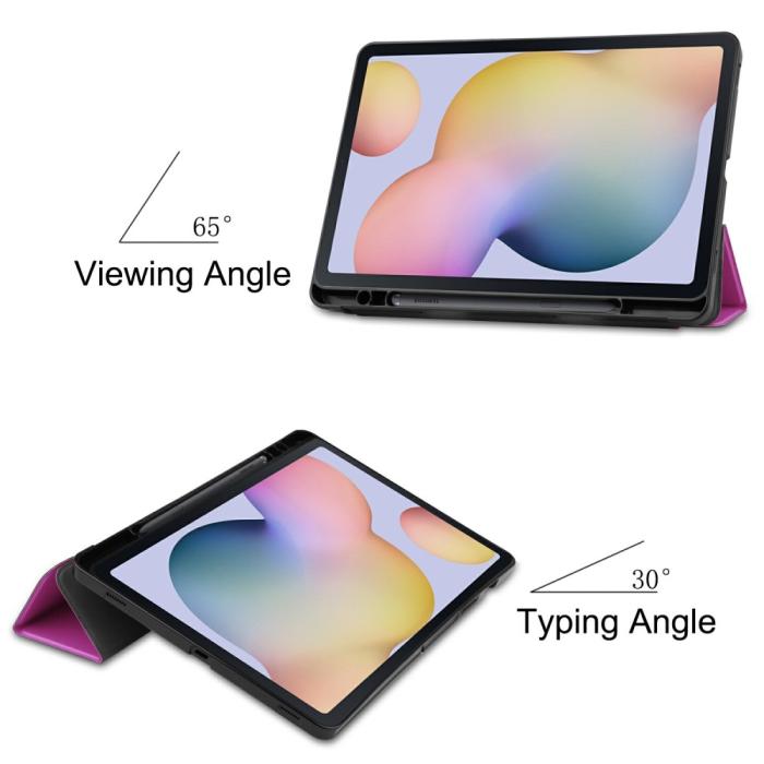 Bild 3,  Samsung Galaxy Tab S7 / Tab S8 Fodral Tri-Fold Pennhållare Lila - Teknikhallen.se