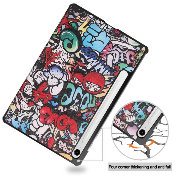 Bild 5,  Samsung Galaxy Tab S9 FE Fodral Tri-Fold Läder Graffiti - Teknikhallen.se