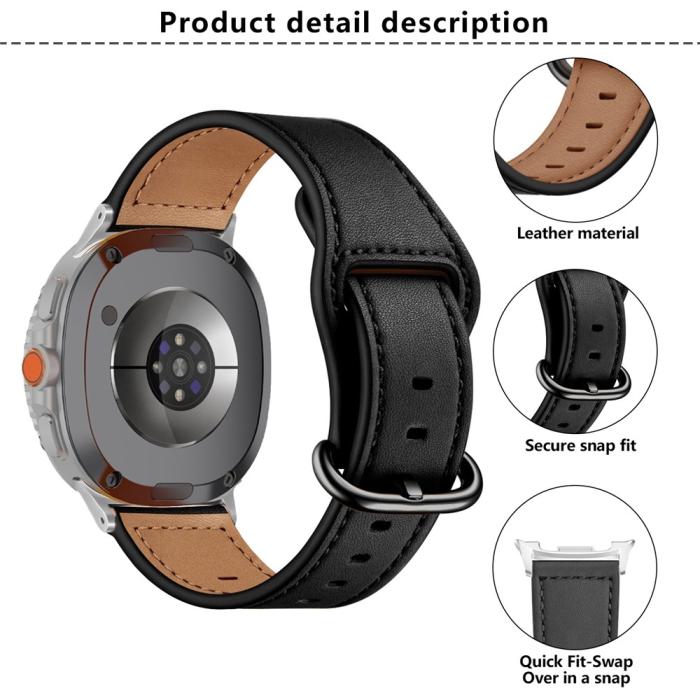 Bild 5, KALEBOL KALEBOL Galaxy Watch 8 46/44/40 mm Armband Äkta Läder - Teknikhallen.se