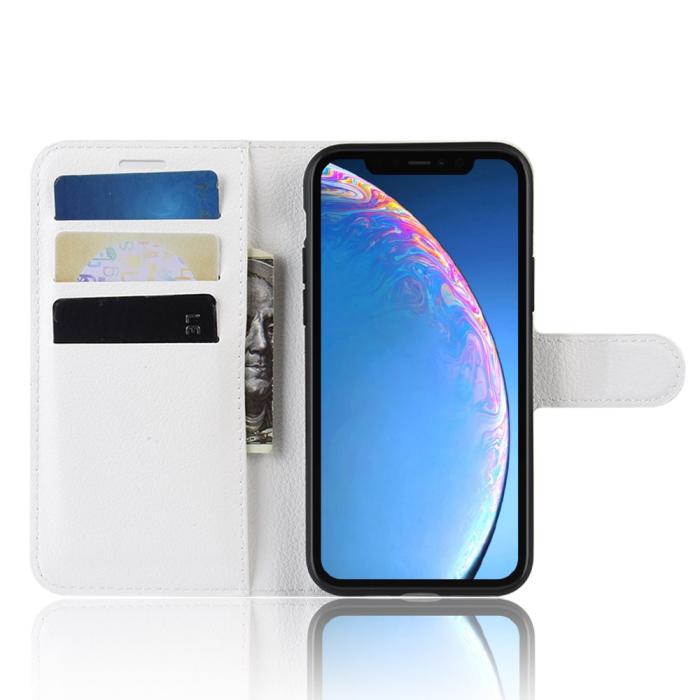 Bild 4,  iPhone 11 Fodral Litchi Läder Vit - Teknikhallen.se