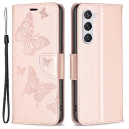  Samsung Galaxy S23 Fodral Med Fjäril Tryck Roséguld - Teknikhallen.se