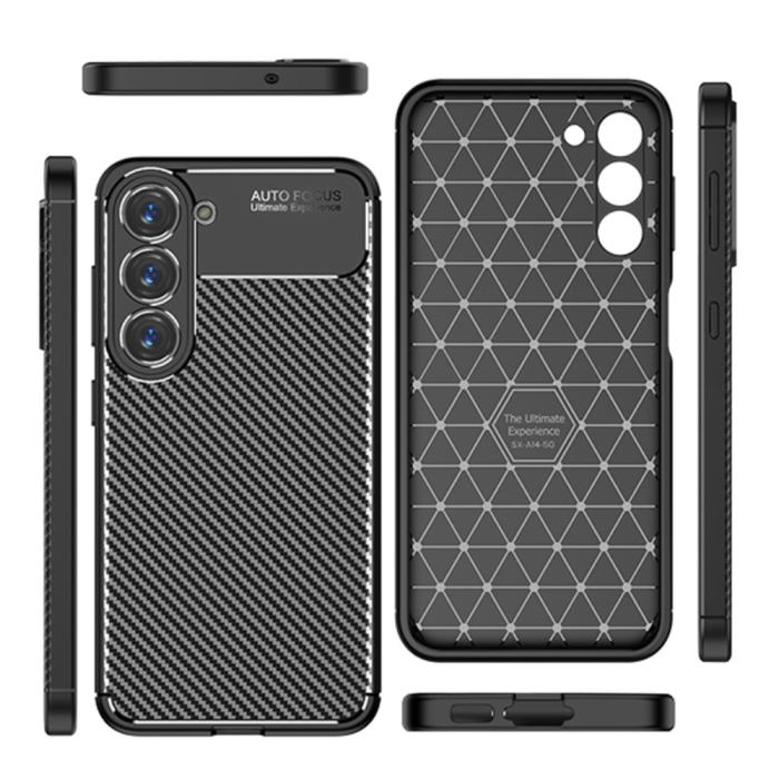 Bild 5,  Samsung Galaxy S23 Skal Kolfiber Textur Blå - Teknikhallen.se