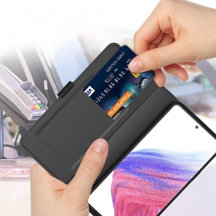 Bild 5,  Samsung Galaxy A25 5G Fodral Slim Läder Svart - Teknikhallen.se
