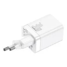 BASEUS Baseus 30W Super Pro USB-C / USB-A PD QC V&auml;ggladdare Vit - Teknikhallen.se