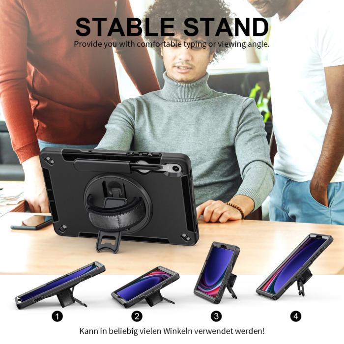 Bild 6,  Samsung Galaxy Tab S9 Skal 360 Rotation Shockproof Med Rem - Teknikhallen.se