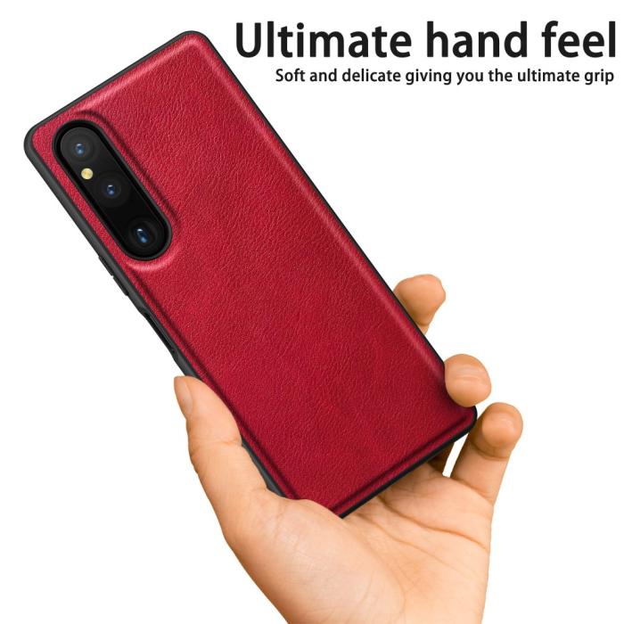 Bild 2,  Sony Xperia 1 V Skal Retro Läder Röd - Teknikhallen.se