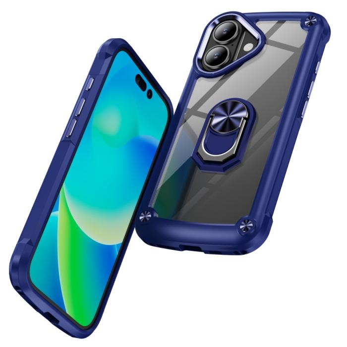 Bild 2,  iPhone 16 Skal Shockproof Ring Hybrid Blå - Teknikhallen.se