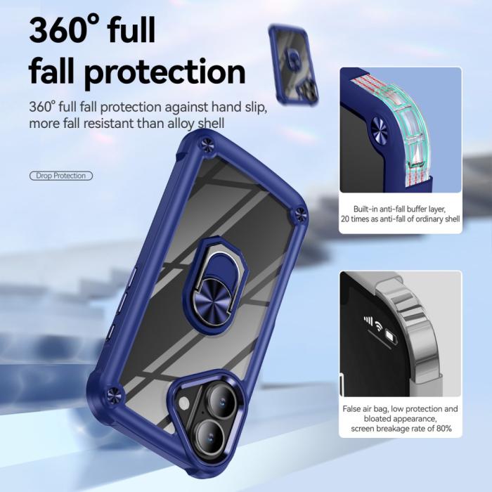 Bild 5,  iPhone 16 Skal Shockproof Ring Hybrid Blå - Teknikhallen.se
