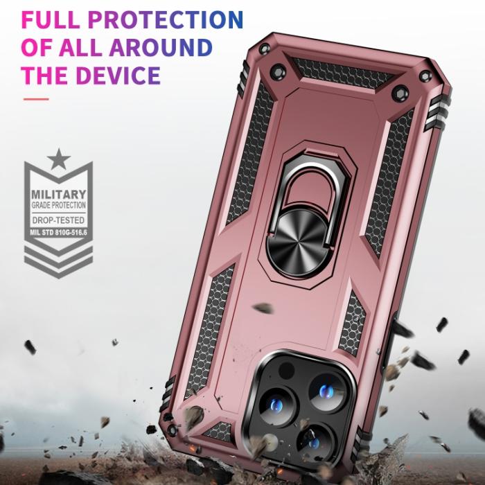 Bild 3,  iPhone 15 Pro Max Skal Shockproof Armor Ring Roséguld - Teknikhallen.se
