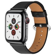  &Auml;kta L&auml;der Armband Apple Watch 42/41/40/38 mm - Svart - Teknikhallen.se