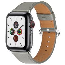 &Auml;kta L&auml;der Armband Apple Watch 42/41/40/38 mm - Gr&aring; - Teknikhallen.se