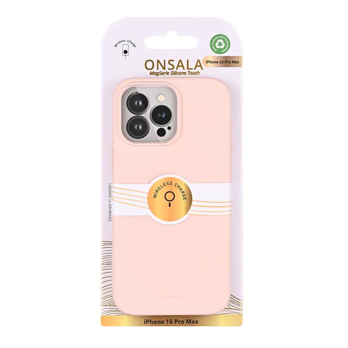 Bild 3, Onsala Onsala iPhone 16 Pro Max Mobilskal Med Silikonkänsla Chalk Pink - Teknikhallen.se