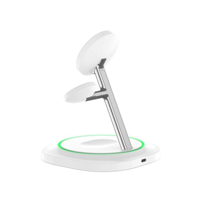 Bild 6, Tech-Protect Tech-Protect 15W Qi 3in1 Magnetisk MagSafe Laddare Vit - Teknikhallen.se