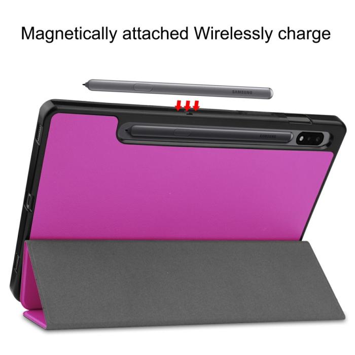 Bild 6,  Samsung Galaxy Tab S7 / Tab S8 Fodral Tri-Fold Pennhållare Lila - Teknikhallen.se