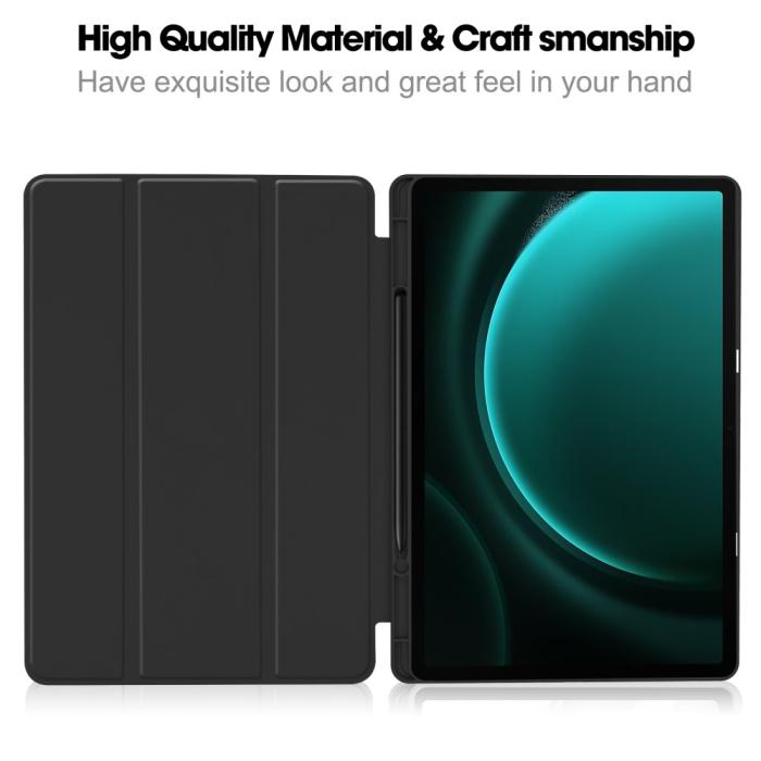 Bild 2,  Galaxy Tab S9 FE Plus Fodral Tri-Fold Pennhållare Svart - Teknikhallen.se