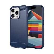  iPhone 15 Pro Skal Borstad St&aring;l Textur Bl&aring; - Teknikhallen.se