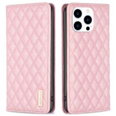 BINFEN BINFEN iPhone 16 Pro Fodral Diamond Flip L&auml;der Rosa - Teknikhallen.se