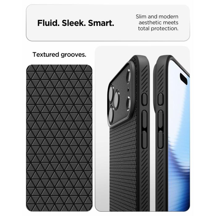 Bild 6, Spigen Spigen iPhone 18 Pro / 17 Pro Skal Liquid Air Mattsvart - Teknikhallen.se
