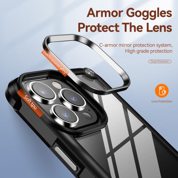 Bild 5,  iPhone 15 Pro Max Skal Shockproof Hybrid Armor Svart - Teknikhallen.se